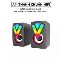 Loa máy tính vi tính mini laptop có dây để bàn cao cấp siêu bass cao cấp Led 7 màu-dc4887