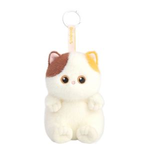 NEXTGENYUN Stuffed Animals Black Cat Plush Toy Keychain Kawaii Furry Siamese Cat Doll Pendant Cute Soft Cat Plush Pendant Bag Decor