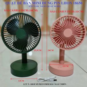 SV Quạt tích điện để bàn mini sải cánh 14cm (có tuốc năng) dùng pin liion 18650 Quạt Với Tốc Độ Gió Điều Chỉnh Quạt Mini Bảo Hành Giấy Và Hóa Đơn - Lazada