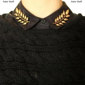 [COD] Auto Stuff เข็มกลัดรูปใบไม้และต้นไม้1คู่ชุดเสื้อยีนส์มีปกแบบย้อนยุค