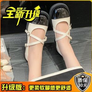 [Free Shipping] New Spring Summer and Autumn Styles: Womens Single Shoes Womens Summer Retro Thick-Soled Color-Blocked Chunky-Heeled Single Shoes.