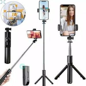 Tongsis Tripod Remote Bluetooth LED Flash Wireless Selfie Stick 3in1