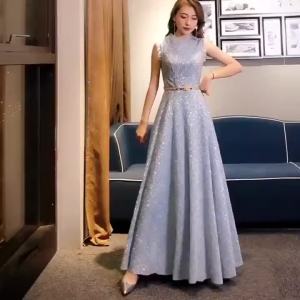 JS prom Evening Dinner Gown banquet evening dress Banquet evening dress female aura queen noble and elegant long high-end thin host dress dress celebrity temperament