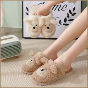 Home Slippers Cute Higher and Thinner Cotton Slippers Bear Cartoon Thickening Soft Surface