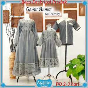 Gamis Annisa Abu | Baju Katun Anak Perempuan dan Dewasa | Seragam Lebaran Toyobo Terbaru Murah