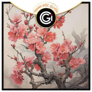 Tranh Treo Tường tranh dán tường hoa đào tết Canvas CGI-57