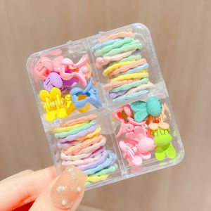Ikat Rambut Jepitan Mix Pastel Aksesoris Rambut Anak Perempuan Kunciran Jepit Warna Warni Korean Style Karet Jepit Box Gift Set 4 Sekat Colorfull Karakter Lucu ptt