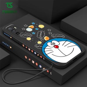 For Infinix Hot 9 Play Infinix Hot 10 Play Infinix Hot 11 Play Infinix Smart 5 Infinix Hot 10 Lite infinix X657B Cute Doraemon Cartoon Painting Phone Case Camera Protect Soft Liquid Silicone Back Cover + Lanyard