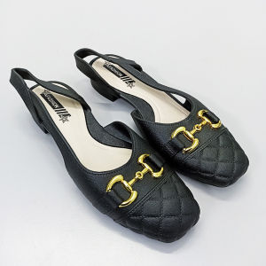 Azgalery SPT-64 Sandal Selop Wedges Heel Rendah Wanita Flat Shoes Korean Kasual PVC Polos Trendy COD