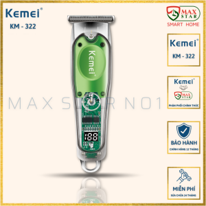 Tông Đơ Cắt Tóc Máy Tạo Kiểu Tóc Chuyên Nghiệp Kemei 322 Không Dây Cao Cấp Chuyên Dụng Cho Barber Pin Lithium Siêu Bền Đẹp
