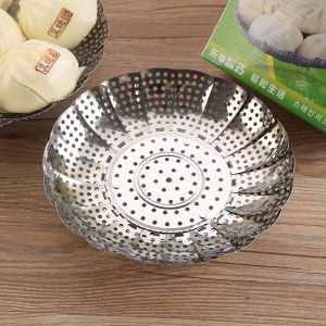 Steamer Basket for Pot Kitchen Collapsible Stainless Steel Vegetable Steamer Basket Foldable Food Steamer Collapsible Steamer Tray Stainless Steel Veggie Fish Food Steamer Basket Folding Expandable Steamers to Fit Various Size Pot