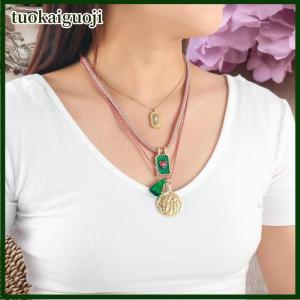 tuokaiguoji เครื่องประดับผู้หญิงวินเทจโซ่โลหะที่มีคุณภาพสูงสร้อยคอจี้รูปทรงเรขาคณิตอินเทรนด์คลาสสิกอุปกรณ์ปาร์ตี้วันหยุด
