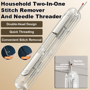 2 in 1 Needle Threader and Seam Ripper Hand Sewing Tool Household Dual Head Thread Remover for Elderly Use