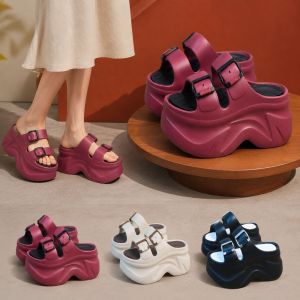VMCTRD Two Straps Buckle Womens Platform Sandals 8CM EVA Lightweight Height-increasing Sandals Premium Comfortable Beach Slippers For Outings and Travel