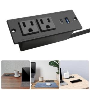 Concealed Power Strips With 2 Outlets USB C PD20W QC18W Fast Charging Suitable For Seamlessly Desk Cabinet Installation