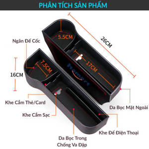 Giá Để Cốc Trên Xe Ô Tô Đa Năng Bọc Da Cao Cấp Để Khe Ghế Đựng Đồ Đa Năng Tiện Lợi