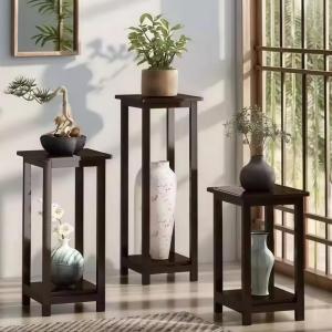 Solid Wood Plant Rack Balcony Plant Stand Chinese Style Flower Pot Stand Living Room Flower Rack