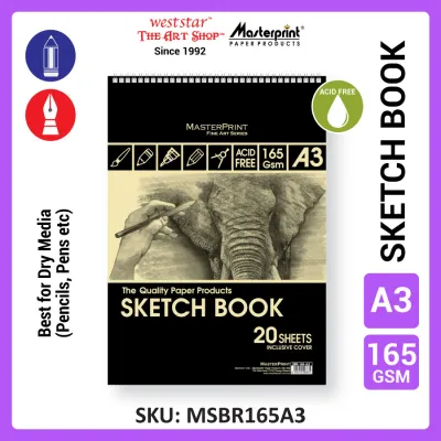 [Weststar TAS] A3 Masterprint Sketch Book Drawing Block Drawing Paper (18sheets) - 135gsm 165gsm 200gsm (ACID FREE)