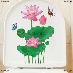 [COD] WANGJIA WC Stickers Toilet Plant Floral Wall Sticker For Bathroom Toilet Lid Sticker Decal Self Adhesive Mural Home Decoration