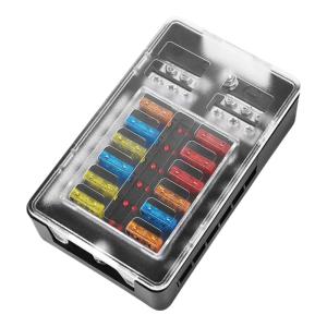 ABS Fuses Box Efficient 6/12 Circuit Fuses Holder Vehicle Electrical Upgrades Corrosion Resistant for Car & Application