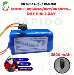 PIN ROBOT HÚT BỤI RAPIDO R8S/R6S/RR7/RR5/ CHUẨN LG3500MAH CHÍNH HÃNG( BH 9 THÁNG) NÂNG CẤP