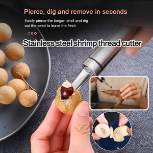 Stainless steel shrimp thread cutter Shrimp thread remover Longan core remover Shrimp peeler Household seed remover and splitter