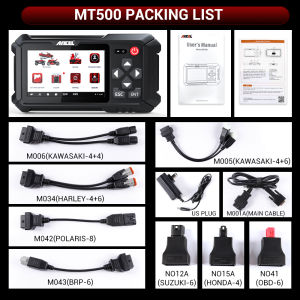 ANCEL MT500 Motorcycle OBD2 Scanner Full System Diagnose Tool with 30+ Service Reset Functions For Kawasaki/Suzuki/BMW/Ducati/YAMAHA/Honda Motorcycle Code Reader Idle Adjustment ECU Coding Tool