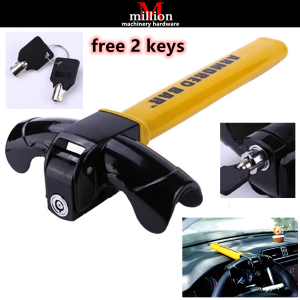 millionhardware - (free 2 Keys) Universal Auto Anti Theft Car Vehicle Security Rotary Steering Wheel Lock Kunci Stereng Kereta