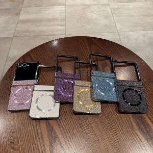 For Samsung Galaxy Z Flip 7 Case Fashion glitter Magnetic wireless charging Protective Back Cover For Samsung Z Flip 7 Shell