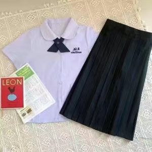 Thailand School Uniform College Style Light Purple Short Sleeve Student Class Clothes jk Shirt Womens Col Claudine Top Pleated Skirt Suit