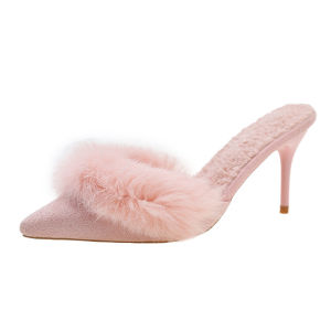 [Free Shipping] Womens Fashionable High-Heeled Slippers for Outdoor Wear 2025 New Versatile Pointed-Toe Stiletto Mule Half-Slippers for Women