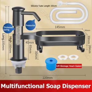 Kitchen Household Sink Soap Dispenser Dishwashing Liquid Soap Dispenser Extension Tube Detergent Water Pump Countertop Sink Soap Dispenser With Tray Hook