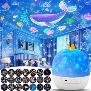 INVADER 21 Sets of Films Night Lights for Kids 360 Rotating Ocean Home Decoration Lamp Gifts Star Galaxy Projector Bedroom