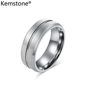 Kemstone 8mm Tungsten Steel Ring for Men‘s ’tungsten Gold Plated Rings Jewelry