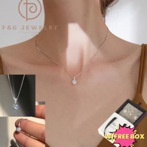 F&G Water drop necklace simple design small single sparkling diamond pendant clavicle chain