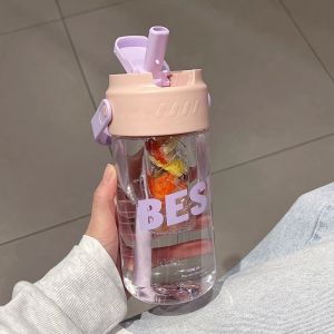 Cốc uống trà thơm có ống hút dành cho nữ sinh cốc tách trà dung tích 800ml cốc nhựa chia nước trà N149