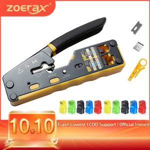 ZoeRax Cat6 Cat5 Cat5e 8P8C RJ45 Crimp Tool Pass Through Crimper Cutter Modular Connector Ethernet All-in-one Wire Tool