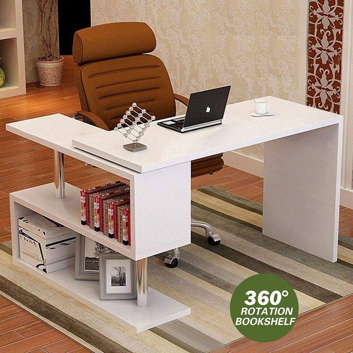 KRUZO ROTA Rotating Office Desk L Shaped Table With S Shelves Lazada PH