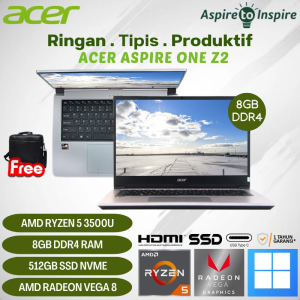 Laptop Multitasking Baru Acer Aspire One 14 Z2-493 [14.0HD Ryzen 5 3500U 8GB 512GB SSD Amd Vega 8 Windows 11 Silver]