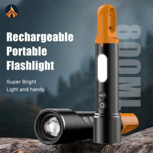 Mini Flashlight High Brightness Torch USB Rechargeable LED Camping Flashlight Zoomable Portable LED COB Flashlight 4+4 Modes for Outdoor Emergency [Jocestyle Store]