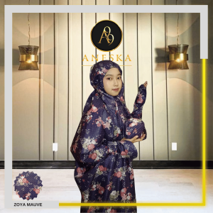 M-07 | Aneska Mukena Terusan Mini Pouch Traveling Parasut Korea Premium 2in1 Set Sajadah