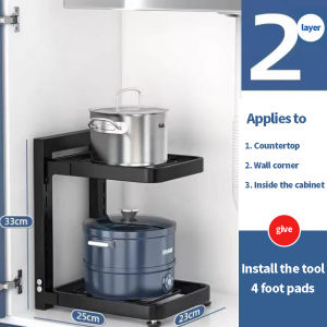 Adjustable Pot Rack Tray  Organizing Kitchen Sink  Cabinet Sink Multifunctional Rack Under Adjustable Sink