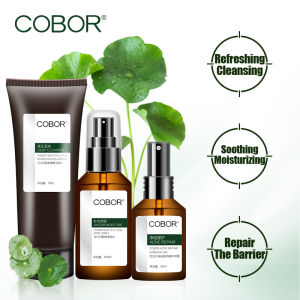 COBOR 3pcs/set Cleansing & Ance Repair Set 1pc Beautiful Face Refreshing Cleanser+1pc Beautiful Face Acne Toner+1pc Acne Repair Essence Gel Lock Water and Moisturize Repair Acne-prone Skin Improving The Roughness of The Skin