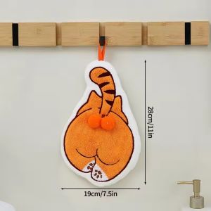 Kawaii Cat Cartoon Cute Hand Towel Water-Absorbent Coral Fleece Kitchen Quick-Drying Shower Room Supplies