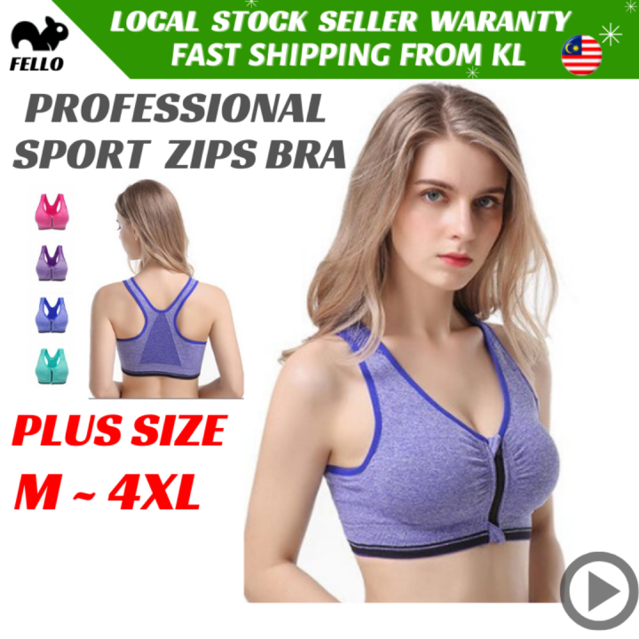 Ready Stock Malaysia) FELLO Women Plus Size Cotton Front Zips Open