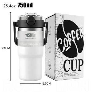 25oz Premium 316 Stainless Steel Tumbler with Handle - 2-in-1 Flip Straw & Direct Sip Lid - 100% Leak-Proof Insulated Cup for Car- HoneyLion