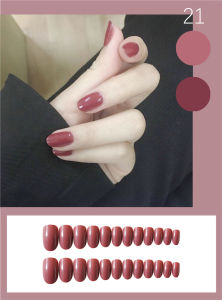 With Glue 24pcs Fashion Nails Patch Glue Type Solid Color Manicure Nail Art (A02-555)