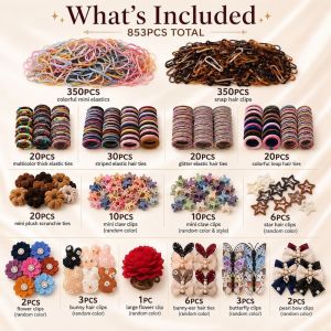 MADEWITH 853Pcs/Set Colorful Flowers Hair Accessories Set Assorted Style Butterfly Princess Headwear Gifts Bowknot Hair Clip Set Girls Styling