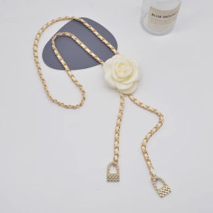 COD เข็มขัดโซ่คาดเอว โซ่โลหะ ลายดอกไม้ ดอกคามิเลีย ปรับได้ หรูหรา เครื่องประดับ สําหรับผู้หญิง