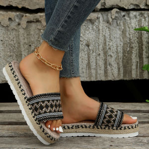 Free Shipping 2026 New Style WomenS Wedge Sandals With Braided Rope And Thick Platform Soles